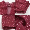 Damska wiosna Summer Polka Dot Dress Sukienka Kobiety 2021 Nowy Casual Lace Up V Neck Full Sleeve Slim Short Sukienka X0521