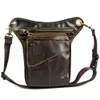 Hot Selling Vintage Leather Drop Ben Bag Outdoor Thigh Midja Hip Fanny Pack för män Kvinnor Q0705