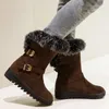 Dameslaarzen mode klassiekers middelste buis sneeuwschoenen winterschoenen warme slip-on naaien laars hete dames vrouwen nieuw 2021