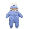 Herfst Winter Overall voor kinderen Zuigeling Dons Katoen Verdikte Kleding Hooded Cartoon Baby Jongens Meisjes Jumpsuit Romper 211229