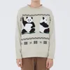 2020 Hip Hop Streetwear Chinese Panda Patchwork Men Knitted Sweater Autumn Harajuku Sweater Oversize Cotton Pullover Women Men