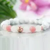 MG1093 Matted Rose Quarz Howlite Bracelet Essential Oil Diffuser Bracelet Lava Stone Energy Protection Bracelet Aromatherapy Anxie203G