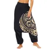 Drop Bottom Elastic Waist Fit Fit Fit Baggy Gypsy Hippie Boho Aladdin Yoga Harem Calças para mulheres e homens H1221