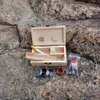 Houten Stash Box Case Herb Rolling Lade Metalen Herb Grinder Glazen Mond Tips één Hitter Pipe