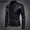 Top Qualität PU 2021 Neue Mode Männlichen Biker Mortorcycle Schwarz Leder Jacke Männer Plus Größe 5XL Schulter Schutz Design1