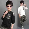 Höstpojkar Camouflage Passar Sport Sweatshirts + Byxor Barnkläder Satser Kids Tracksuits Teen Boy Sportkläder Jul Outfit G220310