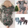 Basker spädbarn baby flicka blommor kläder romper ruffle byxor leggings höstkläder set1 delm22