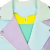 Taotrees femmes manteau de base multicolore épissé diagonale vestes à glissière femmes épaulette conception col rabattu manteau LJ201021