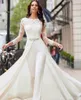 Elegante Lange Mouwen Kant 2022 Trouwjurken Jumpsuit Chiffon Applique Ruches Sweep Train Wedding Bruidsjurken robe de mari￩e