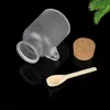 Frosted plastic cosmetische flessen containers met cork cap en lepel bad zout masker poeder crème verpakking flessen make-up opslag potten kkb625