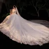 ライトウェディングドレス2022新しい花嫁の気質ワードショルダー大型妊娠中の女性ロングテールフレンチドリーム