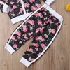 US Warehouse 3-7 Anos Crianças Bebê Menina Conjunto de Roupas Floral Print Manga Longa Suéter Long Calças Roupas Criança Autumn Tracksuit Roupas