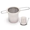 Theepot zeef thee infuser met deksel opvouwbaar handvat roestvrij staal 304 fijne mesh losse blad mand filter grote theeën sets