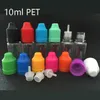 Garrafa plástica vazia da agulha do animal de estimação 10ml quadrado suco de óleo líquido conta-gotas frasco recipiente com tampa à prova de crianças