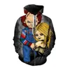 2021 Nieuwe Mode Mannen / Dames Horror Movie Chucky Rits Hoodie en Broek Tweedelige Fun Geleide 3D Algemene bedrukte Trainingspakken PJ05