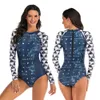 2020 Nuovo Diving Costume Intero Stampa Manica Lunga Donna Costumi Da Bagno Costume Da Bagno Rash Guard Surf Vestito di Nuoto Rashguard T200708