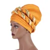 Moslim vrouwen ruche katoen dubbele pailletten vlecht Turban petten chemo mutsen cap Hijab hoofddeksels hoofd wrap haaraccessoires