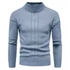 Męskie swetry Spring Fall Mens sweter Pullover Semi Topleneck Top Men Odzież 2021 Moda Czarny Casual Styl