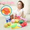 Children's Simulation Shopping Cart Trolley Toy Cutting Fruits and Vegetables Supermarket Shopping Plastic Play House Toy Set LJ201211