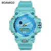 BOAMIGO Brand Women Sports Watches Multifunction Dual Display Watches Fashion Digital Wristwatches Waterproof Relogio Feminino 201116
