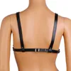 BRAS Women Clubwear Sexig BH -sele Black Pu Leather Strappy Body Chest Bust Belt Rollplay Costume strumpebyg327p