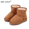 MBR FORCE Bottes de neige Bottes en cuir véritable pour filles garçons hiver chaud chaussures pour enfants en peluche fourrure Botas enfants LJ201203