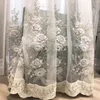 Schermo della finestra di lusso europeo di fascia alta goffrato corda ricamo fiore tenda di tulle per soggiorno camera da letto pannello trasparente beige # 4 LJ201224