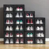 Verdicken Kunststoff Schuh Boxen Rack Klar Staubdicht Schuh Lagerung Box Transparent Flip Candy Farbe Stapelbar Schuhe Organizer Großhandel