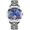 Cinturón de acero sólido Business Tourbillon Hollow Reloj mecánico automático Reloj impermeable para hombre Relojes de pulsera populares para hombre