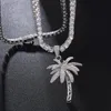 Pendanthalsband US7 Bling Iced Out Palm Tree PendantNeckalces Micro Paled Rhinestoned Pendants For Man Hip Hop Jewelry9953872