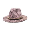 Широкие шляпы Breim Fuodrao шерсть Fedoras Женщины осень осень зима змеиная цепочка Panama Jazz Caps старинные ковбойские шляпы мужчины F1131
