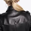 Lautaro Long Trench-Coat en cuir noir Femmes Ceinture à manches longues Double boutonnage Plus Taille Vintage Style britannique Pardessus 6XL 7XL 201028
