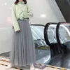 Tigena 98cm uzunluğunda maxi tutu tül etek kadın moda 2020 ilkbahar yaz Kore yüksek bel pileli okul etek kadın T200712