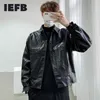 IEFB / Erkek Giyim Vintage Trendy PU Deri Ceketler Erkek Sonbahar Yeni Gevşek Ceket Tek Göğüslü Uzun Kollu Coat 9Y1420 201120