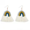 Bohème arc-en-ciel pompon boucles d'oreilles tissage chaîne balancent oreille anneau lustre manchette pour femmes bijoux de mode