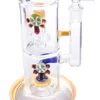 Different colors hookahs Blue pole inner double turtle glass bong 13 inches 14mm joint male water pipe