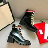 Botte de cheville en cuir noir avec bleu rouge gripe grêle designer Snake plate-forme plate-forme de désert Bottes de luxe Martin Bottes Marques Bottes de neige