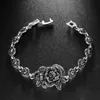 Charm Armband Kinel Vintage Rose Flower Crystal Bangles For Women Trendy Romantic Jewelry Silver Color Fashion Armband1