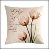 Cushion/Decorative Pillow Home Textiles & Garden 45Cm*45Cm Theme Flower Design Linen Cotton Case Sofa Cushion Er Character Pattern Square De
