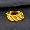 Anillos de racimo 24k Anillo en forma de onda de oro amarillo para mujeres Novia Ajustable Aniversario de boda de lujo Cumpleaños Joyería fina Regalos