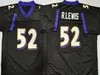 Homens College Vintage Football Jerseys 12 Tom Brady 20 Ed Reed 52 Ray Lewis 24 Champ Bailey Ed Preto Roxo Vermelho Azul Retro Uniformes