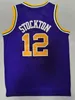 sh Charles 34 Barkley Jersey Hommes Basketball Maillots Rétro Karl 32 Malone John 12 Stockton Blanc Noir Violet Top Qualité Qui maillots