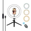 10 tum / 26cm LED Selfie ringlampor med stativ stående vikning selfie lampa för skönhet smink webcast fotografering dhl gratis