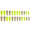 24 piecesset leopard print fake nails extra long coffin fake nails elegant shiny fluorescent acrylic nail tips manicure tool4774956