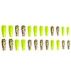 24 Piecesset Leopard Print Fake Nails Extra Long Coffin Fake Nails Elegant Shiny fluorescerande akryl Nagel Tips Manicure Tool3615096