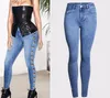 Kvinnors Jeans Spring Women High Waist Byxor Plus Storlek Vintage Denim Byxor Skinny Blekt Bomull Pencil Side Hollow