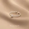 Cluster Rings Real 925 Sterling Silver Simple Single Pearl Open For Women Girls Fine Jewelry