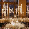 100 cm di altezza 10 bracci tubi acrilici per matrimoni candelabri votivi in cristallo base trasparente centrotavola per alberi portacandele in vendita senyu0622