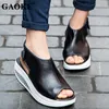 5 stilar sommar kvinnor sandaler plattform kilar sandaler läder swing peep toe casual skor kvinnor promenad skor lägenheter storlek 35-43 1010