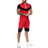 Mens korta uppsättningar Summer Casual Summer Clothing 2 Piece Set Colorblock Track Suits 2020 Man T Shirt Shorts Cotton Men Tracksuits LJ201123